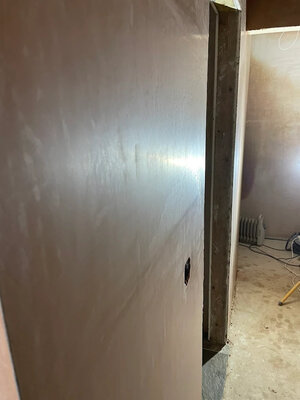 Plasterboard ceiling ready for skimming